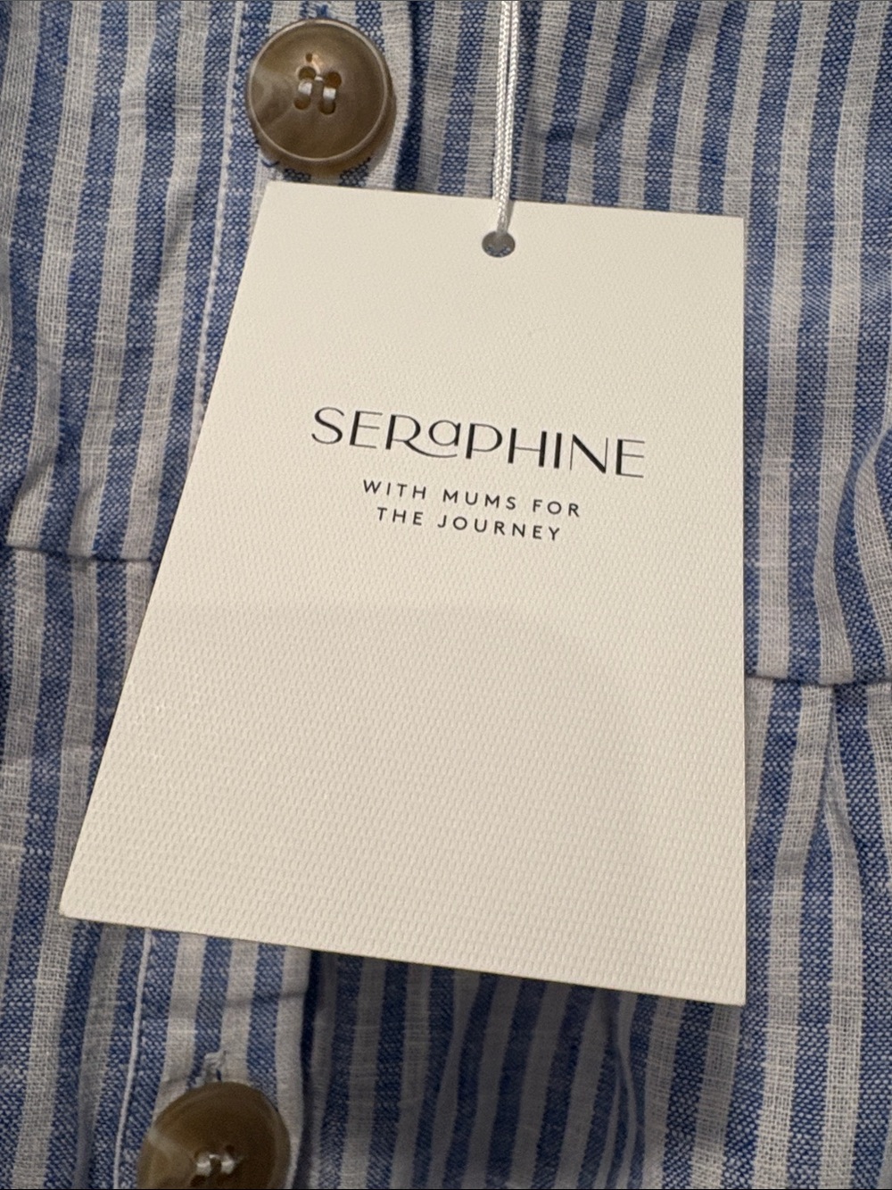 Seraphine Blue & White Striped Button-Front Midi Dress - Picture 4 of 4